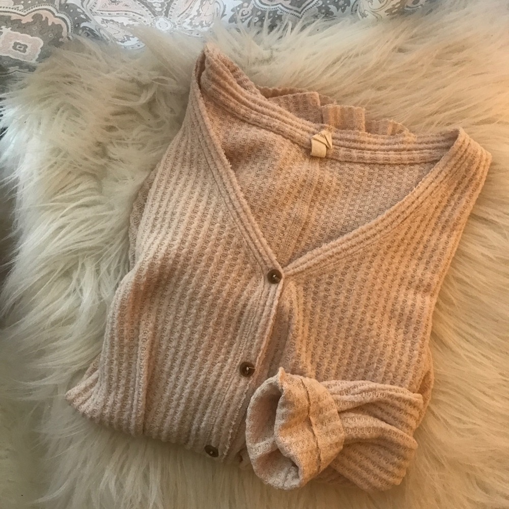 • wishlist • waffle knit tie front top